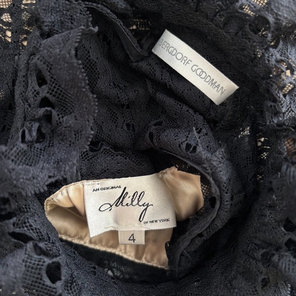 Milly Lace Sleeveless High Neck Top Sz 4 Black - Picture 6 of 9